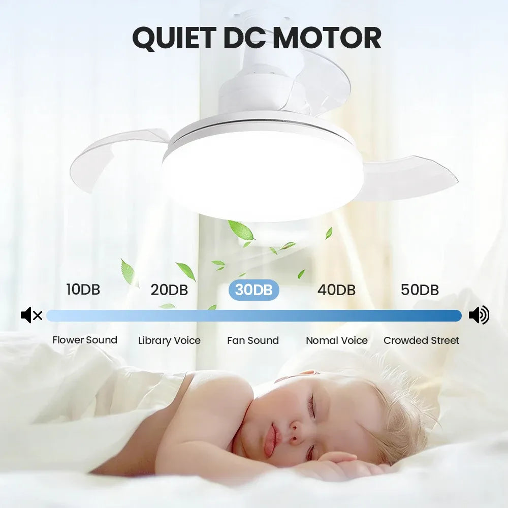 Ventilateur de Plafond LED avec Pales Télescopiques Invisibles et Télécommande
