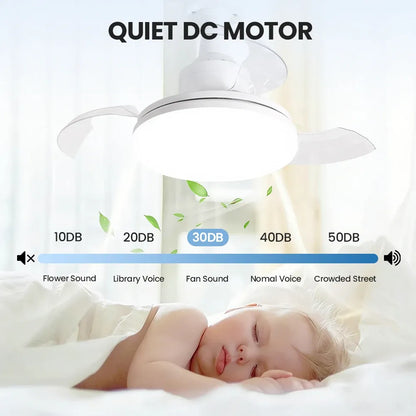 Ventilateur de Plafond LED avec Pales Télescopiques Invisibles et Télécommande