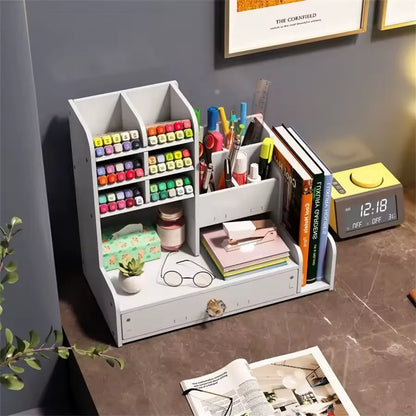 Organiseur de Bureau Premium pour Stylos, Carnets et Petits Accessoires
