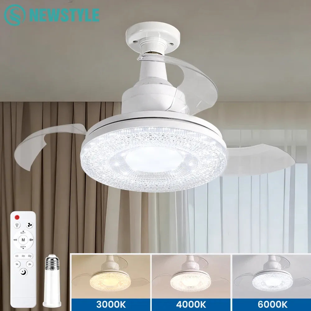 Ventilateur de Plafond LED avec Pales Télescopiques Invisibles et Télécommande