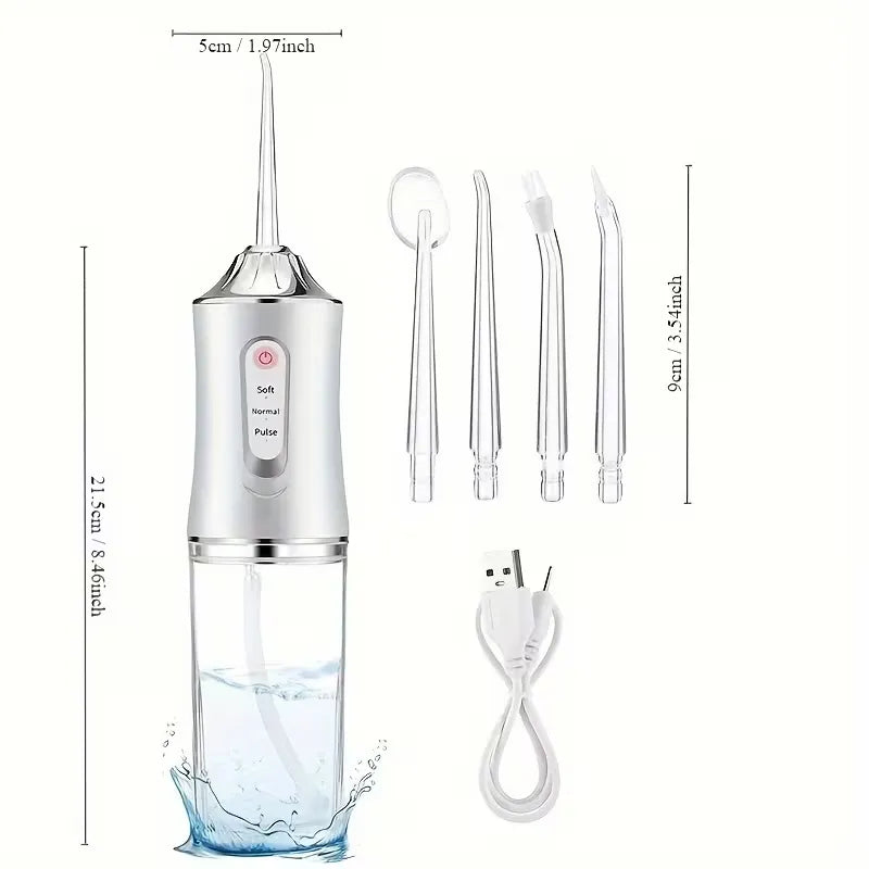 Nettoyeur Dentaire à Eau Rechargeable Sans Fil avec 3 Modes & 4 Embouts