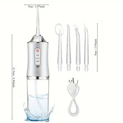 Nettoyeur Dentaire à Eau Rechargeable Sans Fil avec 3 Modes & 4 Embouts