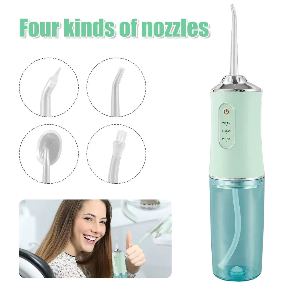Nettoyeur Dentaire à Eau Rechargeable Sans Fil avec 3 Modes & 4 Embouts