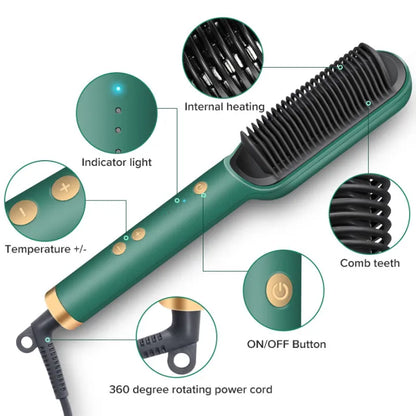 Brosse Lissante Chauffante pour Coiffer et Adoucir les Cheveux avec Contrôle de Température
