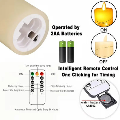 (3pcs) Bougies Ambiance LED Électroniques avec Guirlande Lumineuse et Contrôle à Distance