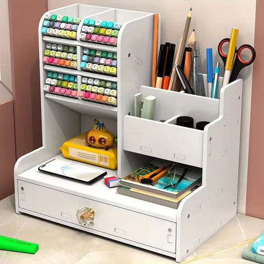 Organiseur de Bureau Premium pour Stylos, Carnets et Petits Accessoires