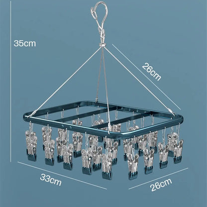Séchoir à Linge 36 Pinces en Aluminium - Étendoir Anti-Rouille avec Crochet Coupe