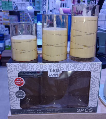 (3pcs) Bougies Ambiance LED Électroniques avec Guirlande Lumineuse et Contrôle à Distance