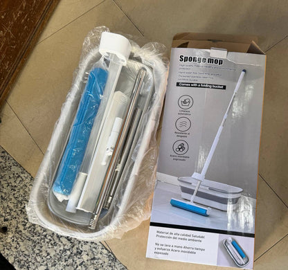 Balai Serpillière Auto-Essoreur avec Seau Pliable – Kit de Nettoyage Mains Libres