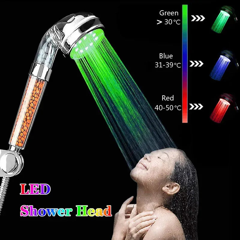 Pommeau de Douche LED 7 Couleurs avec Filtre Purificateur Intégré