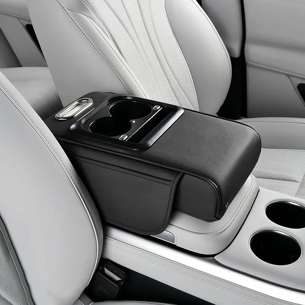 Organisateur Multifonction pour Voiture avec Porte-Gobelet, Éclairage LED et Chargeur USB