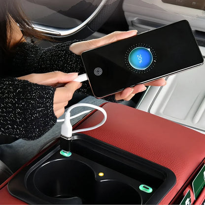 Organisateur Multifonction pour Voiture avec Porte-Gobelet, Éclairage LED et Chargeur USB