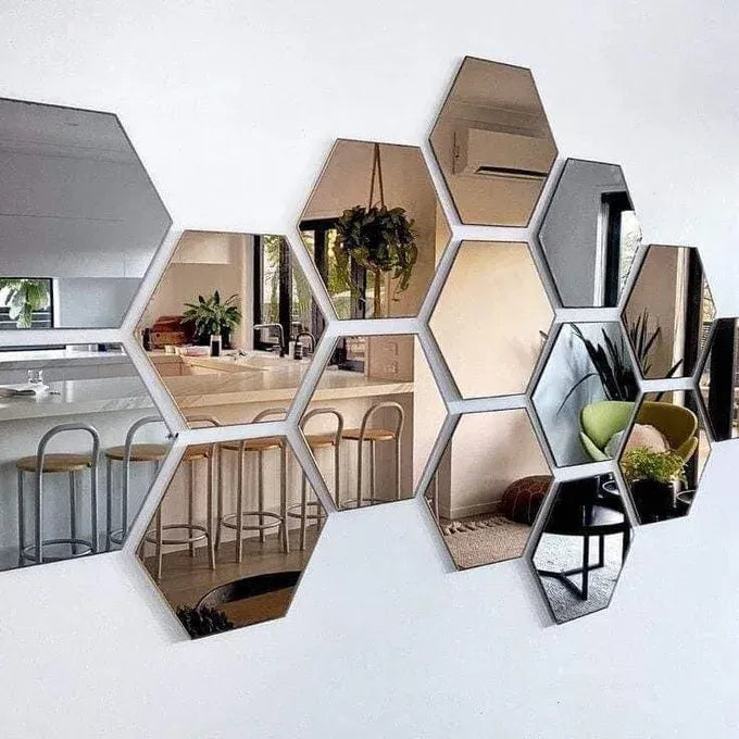 (12Pcs) Miroirs Adhésifs Modernes pour Transformer Votre Décoration